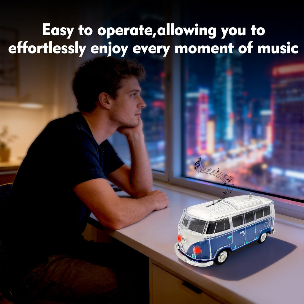 Mini Bus Bluetooth Speaker with Microphone, Portable Speaker Bluetooth, Small Speakers Bluetooth Wireless, LED Light, USB/TF, Car Design, Gift for Men, Men Birthday Gift Ideas (Green)