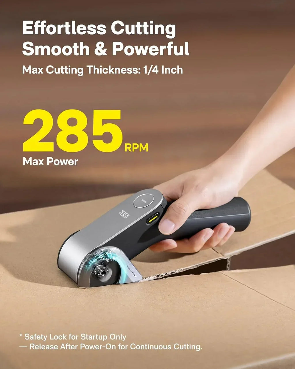 HOTO EdgeFlow Electric Cardboard Cutter, Premium USB-C Rechargeable Cordless Electric Scissors, Titanium Blade & LED Display, Tool-Free Blade Swap & Self-Sharpening, for Cardboard Box, Carpet, Leather - Unique Gift Market