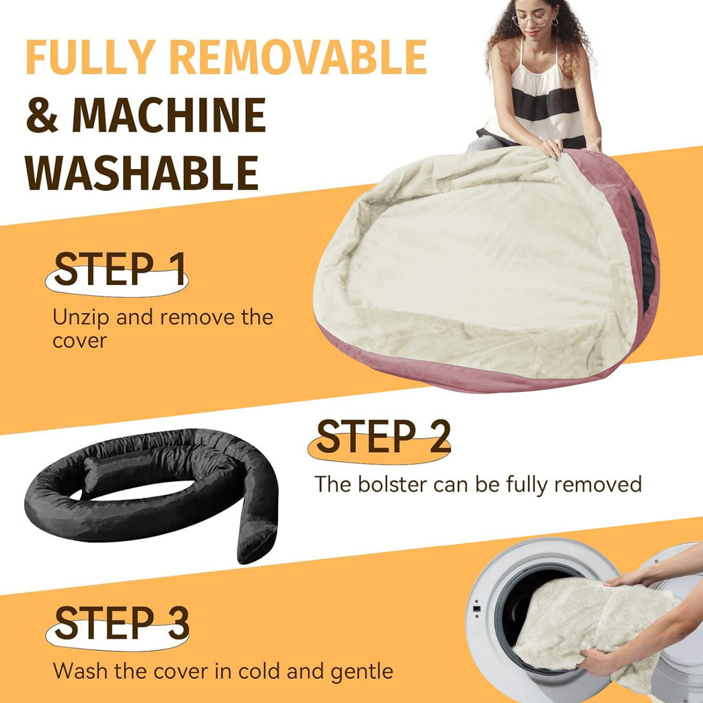 Giant Human Dog Bed for Adults and Pets, 74"x50"x12" Durable Memory Foam for Full-Body Comfort, Waterproof & Machine Washable Cover, Family Shared Lounger for Any Room, Grey