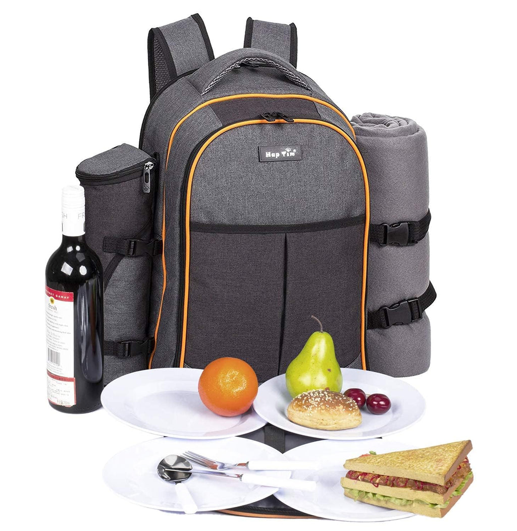 Hap Tim Picnic Basket Backpack for 2 Person with 2 Insulated Cooler Compartment, Wine Holder, Fleece Blanket, Cutlery Set, Wedding Gifts for Couples, Bridal Shower Gifts, Engagement Gifts