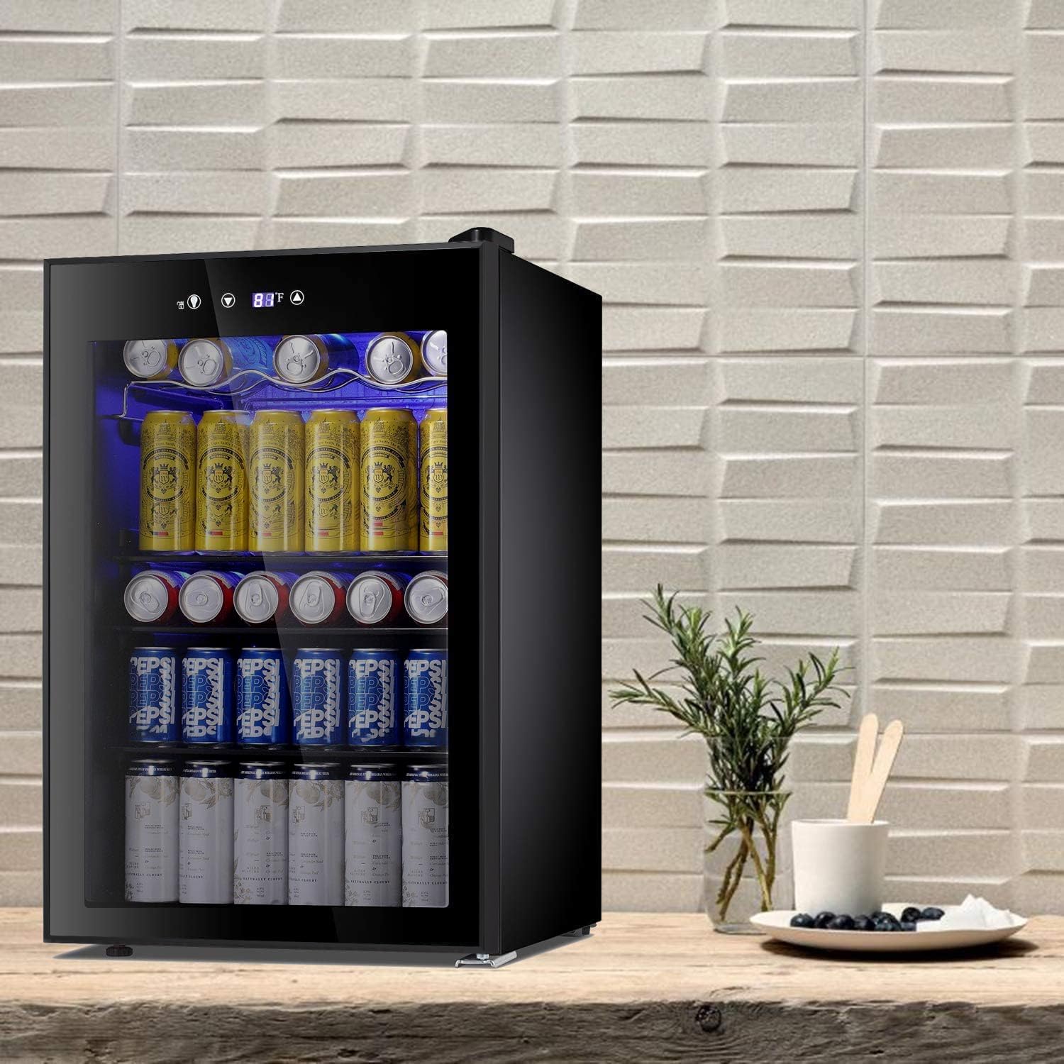 Antarctic Star 18L Beverage Refrigerator Cooler 24Can, Mini Fridge with Quiet Compressor, LED Light,Freestanding Small Fridge with Electronic Temperature Control for Home and Bar(40-61 ℉)