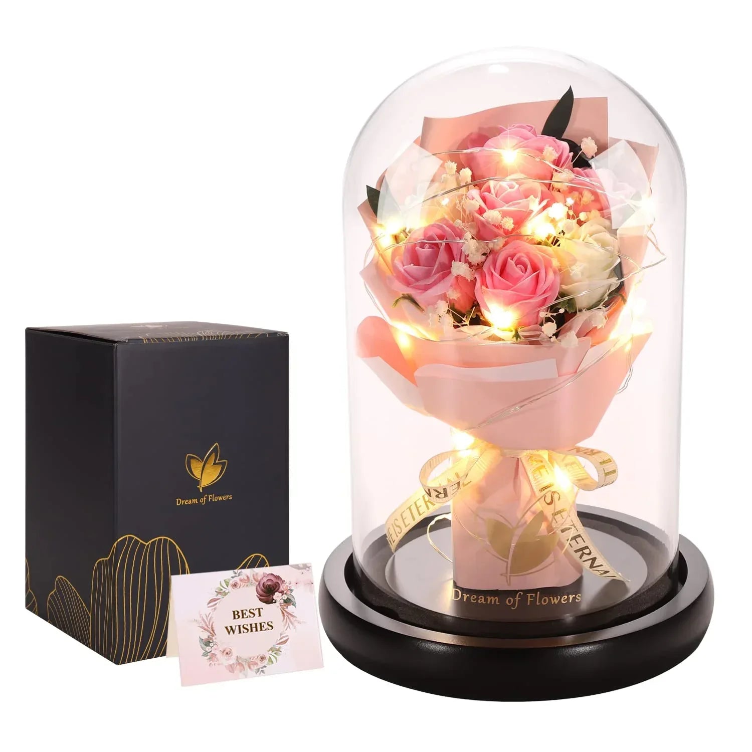 Valentines Day Gifts for Her,Valentines Flower Gifts for Women,Rose in Glass Dome with 2 Light Modes,Light Up Rose Flowers,Valentines Anniversary Birthday Gifts for Women, Mom, Wife, Girlfriend - Unique Gift Market