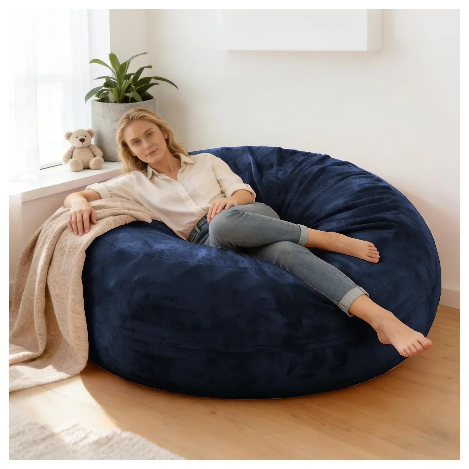 Big Beanbag Chairs for Adults ，6FT Bean Bag Chair with Filler Memory Foam Chair Super Soft Plush, Living Room Furniture, Suitable for bedrooms, Comfy Lounge Reading Chairs Birthday Gifts for Women Mom - Unique Gift Market