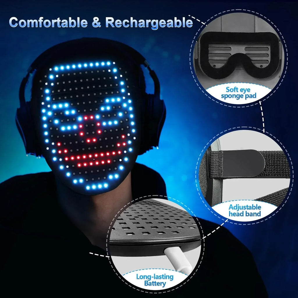 Mr.Pang LED Mask Light up Mask with Gesture Sensing, Cool Face Transforming Mask, Perfect Gifts for Halloween Christmas Birthday Cosplay Party - Unique Gift Market