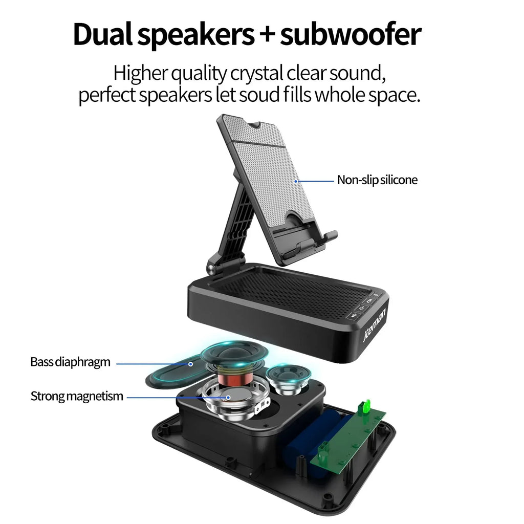 Cell Phone Stand with Wireless Bluetooth Speaker and Anti-Slip Base HD Surround Sound Perfect for Home and Outdoors with Bluetooth Speaker for Desk Compatible with iPhone/ipad/Samsung Galaxy - Unique Gift Market