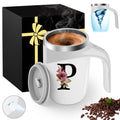 Initial Magnetic Stirring Coffee Mug Stainless Insulated Travel Cup Happy Birthday Personalized Gifts Women Adult Who Have Everything Want Nothing Mom Cool Special Custom Christmas Initial Present,G
