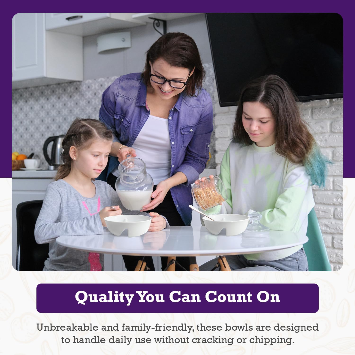 2 Pack - Just Crunch Anti-Soggy Cereal Bowl - Keeps Cereal Fresh & Crunchy | BPA Free | Microwave Safe | Ice Cream & Topping, Yogurt & Berries, Fries & Ketchup and More – White