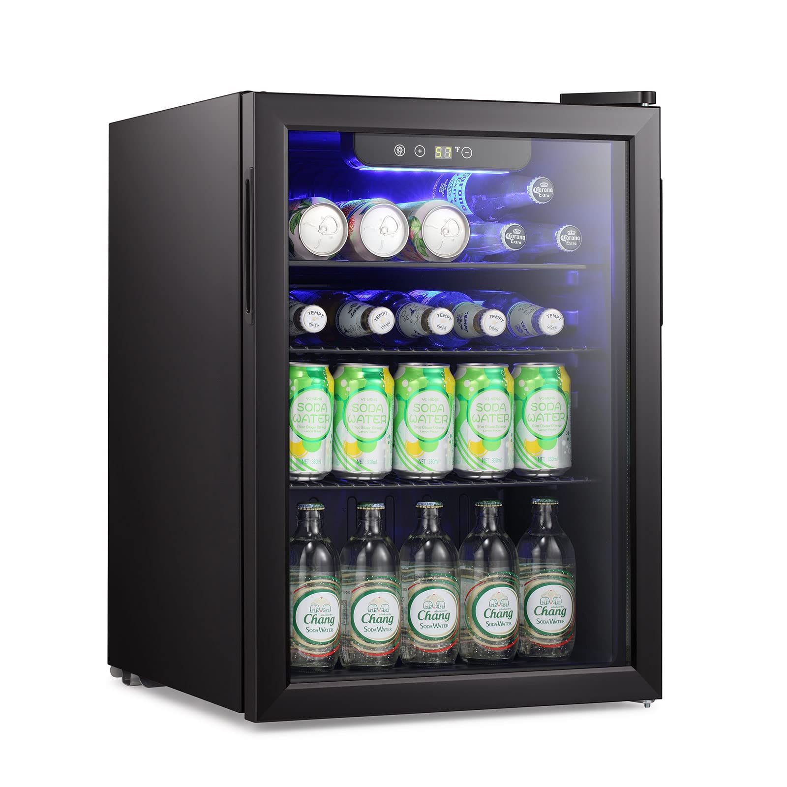 Antarctic Star 18L Beverage Refrigerator Cooler 24Can, Mini Fridge with Quiet Compressor, LED Light,Freestanding Small Fridge with Electronic Temperature Control for Home and Bar(40-61 ℉)
