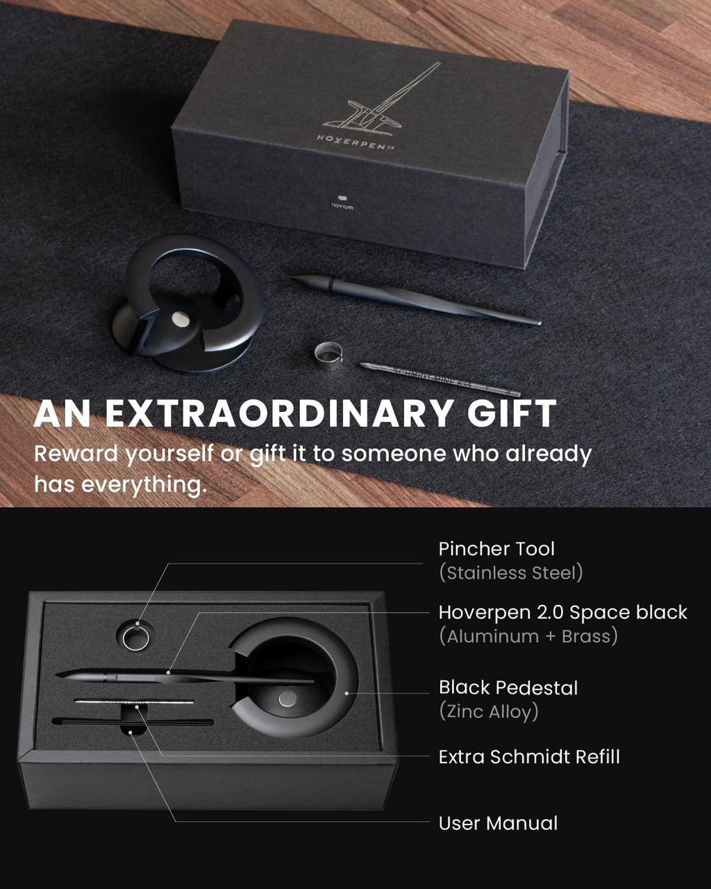 novium Hoverpen Interstellar, Mars Magma, Ballpoint Pen, Unisex, 23.5 Degree Angle, Schmidt Ballpoint Cartridges, Smooth Writing, No Spills, No Spotting, No Explosions - Unique Gift Market