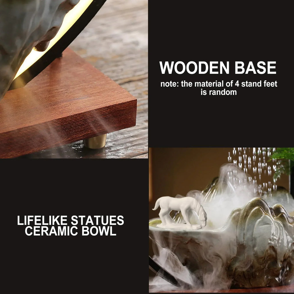 Buddha Tabletop Fountain Indoor Waterfall Fountain Office Tabletop Water Fountain with Lights Backflow Incense Burner Ceramic Indoor Zen Decor for Home Office Yoga Meditation (Buddha) - Unique Gift Market