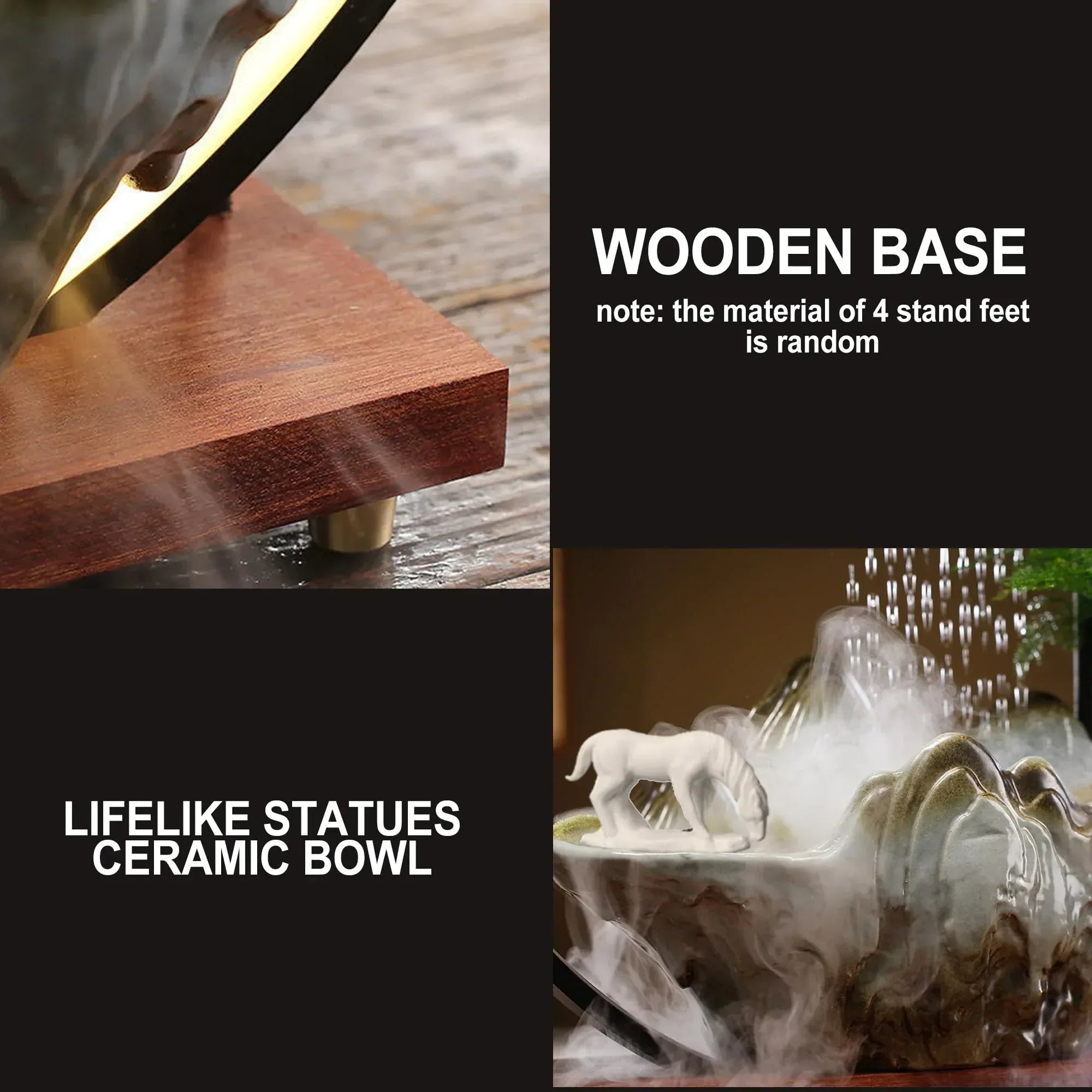 Buddha Tabletop Fountain Indoor Waterfall Fountain Office Tabletop Water Fountain with Lights Backflow Incense Burner Ceramic Indoor Zen Decor for Home Office Yoga Meditation (Buddha) - Unique Gift Market
