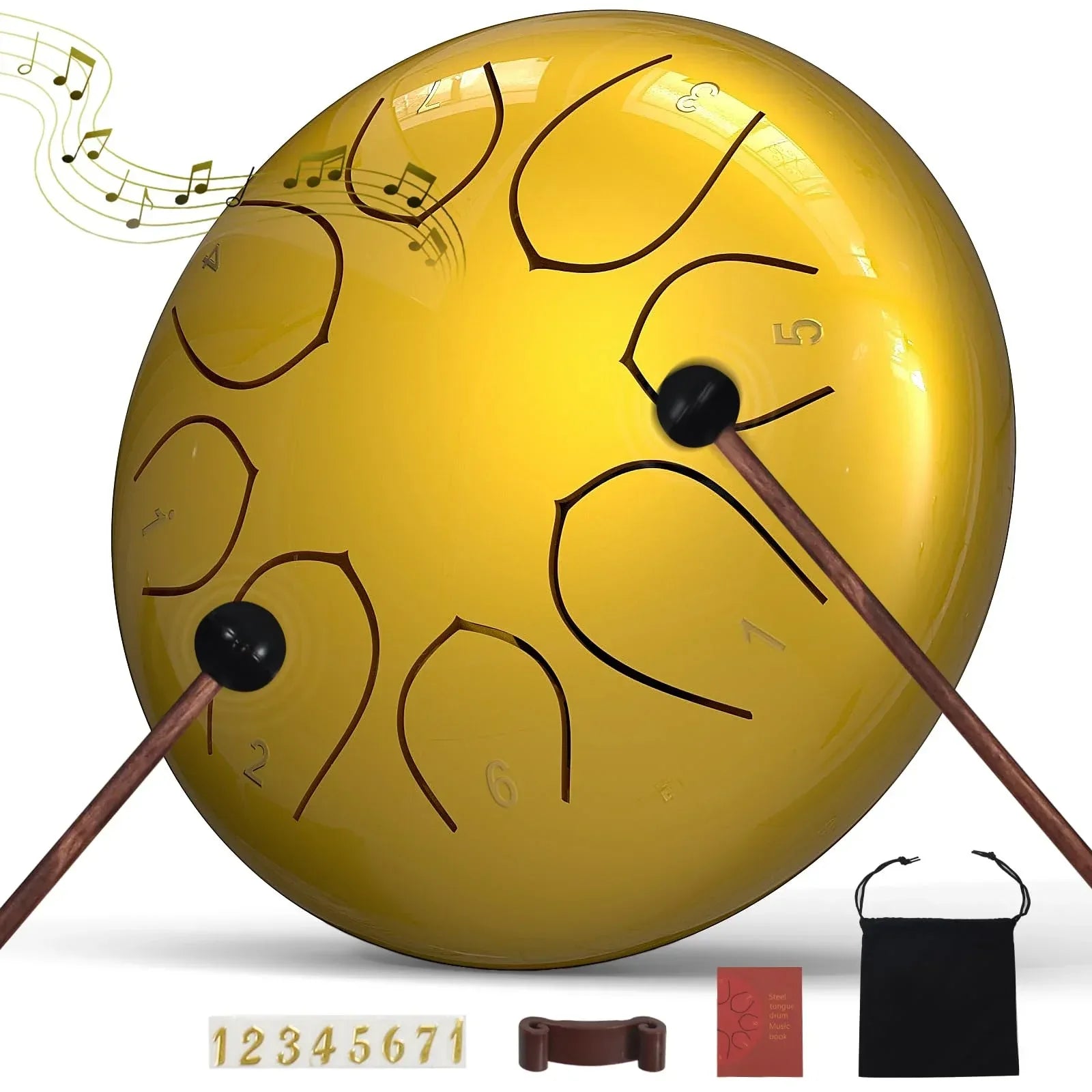 Rain Drum for Outside Garden, 6 Inches 8 Notes Steel Tongue Chakra Drums, Waterproof Meditation Rain Chime, Musical Instruments for Adult Gift with Bag, Music Book, Drum Mallets (Green) - Unique Gift Market