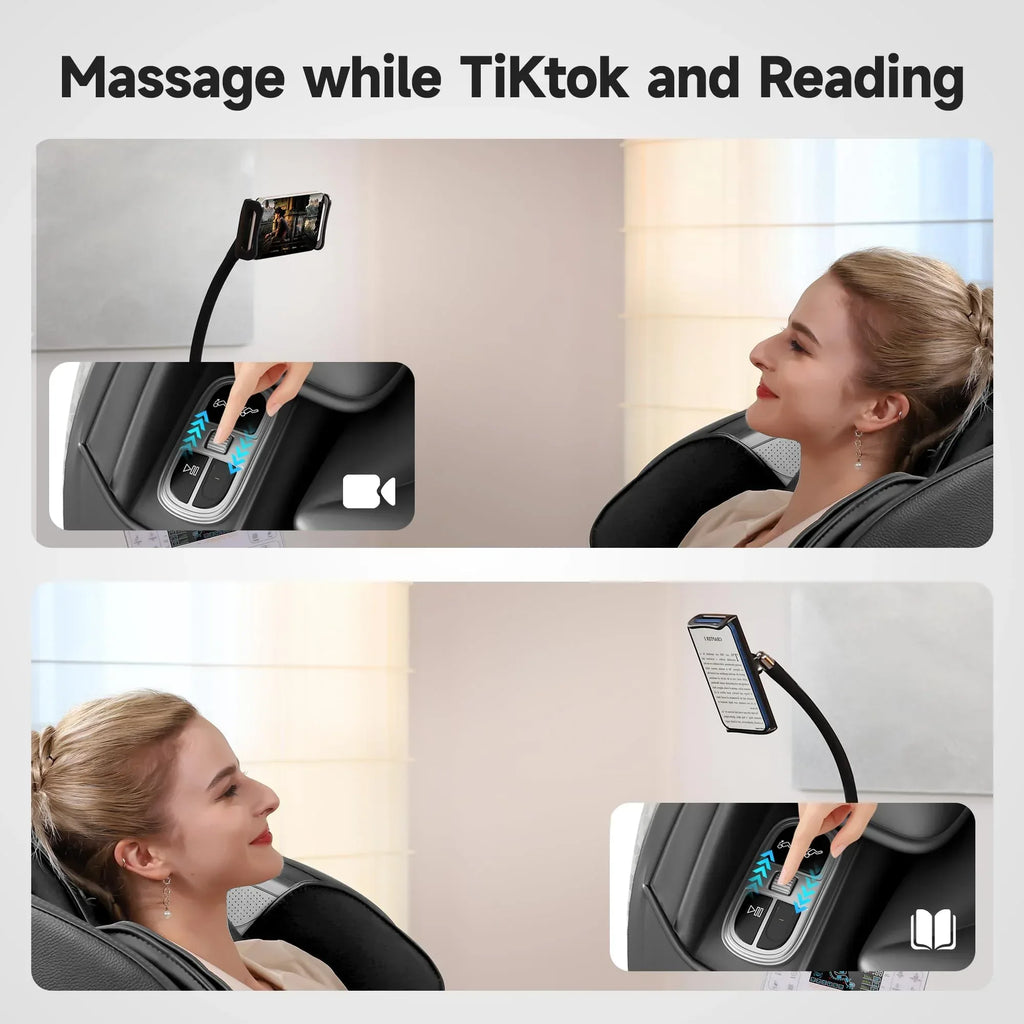 Real Relax 2026 Massage Chair Full Body,Zero Gravity SL-Track Shiatsu Massage Recliner with Upgraded Phone Controller and Holder,APP Control,Child Lock,Pause Button and Led Light,Favor-06,Black - Unique Gift Market