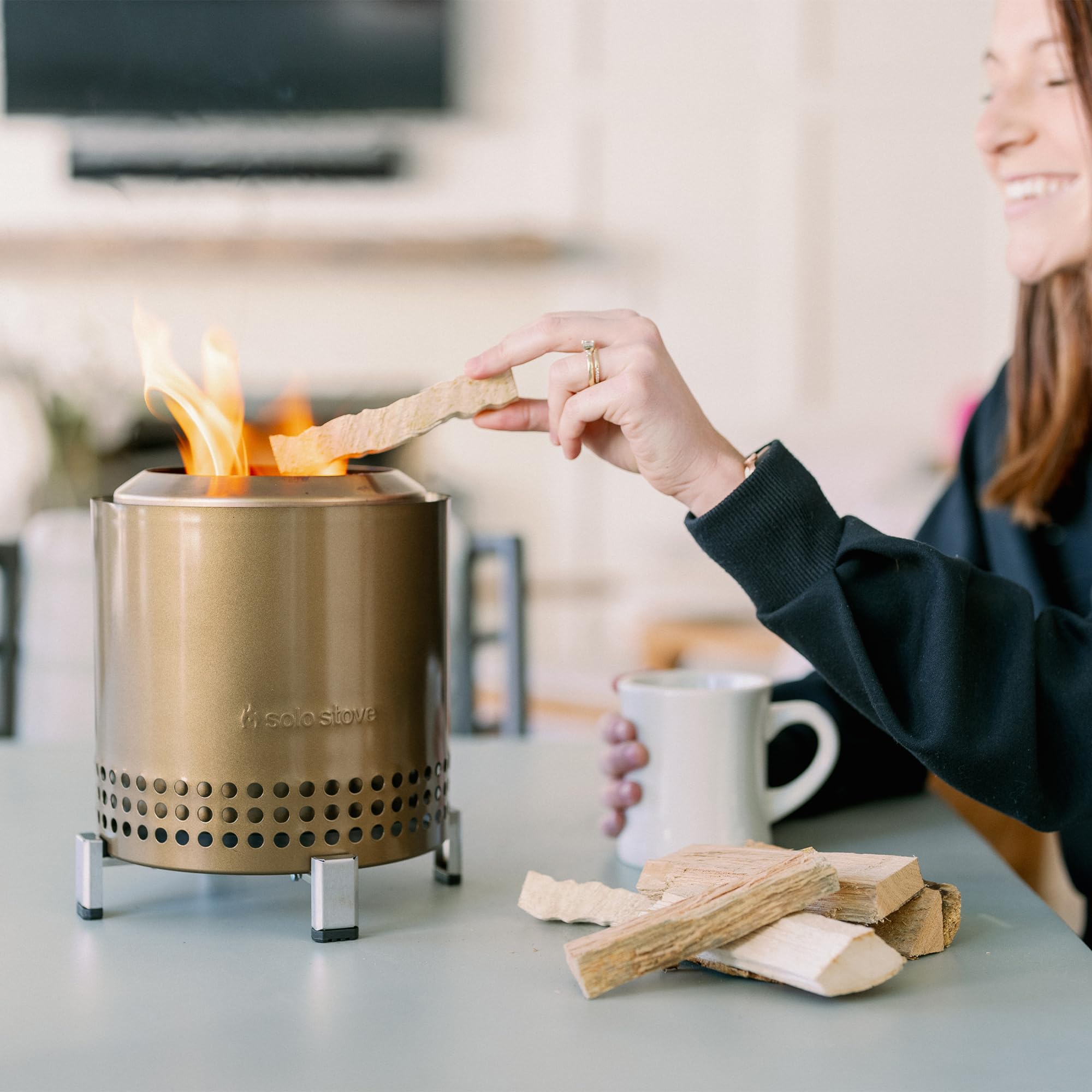 Solo Stove Mesa XL, 7 Inch Tabletop Fire Pit with Stand - Smokeless, Stainless Steel Fire Pit for Camping, Outdoor & Patio- Wood Burning or Pellet Fueled Portable Bonfire, 2.3lbs, Ash