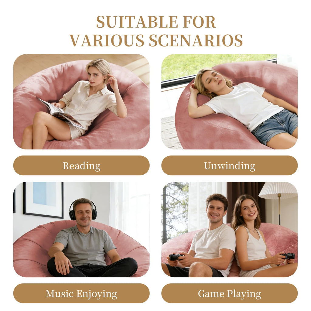 Big Beanbag Chairs for Adults ，6FT Bean Bag Chair with Filler Memory Foam Chair Super Soft Plush, Living Room Furniture, Suitable for bedrooms, Comfy Lounge Reading Chairs Birthday Gifts for Women Mom