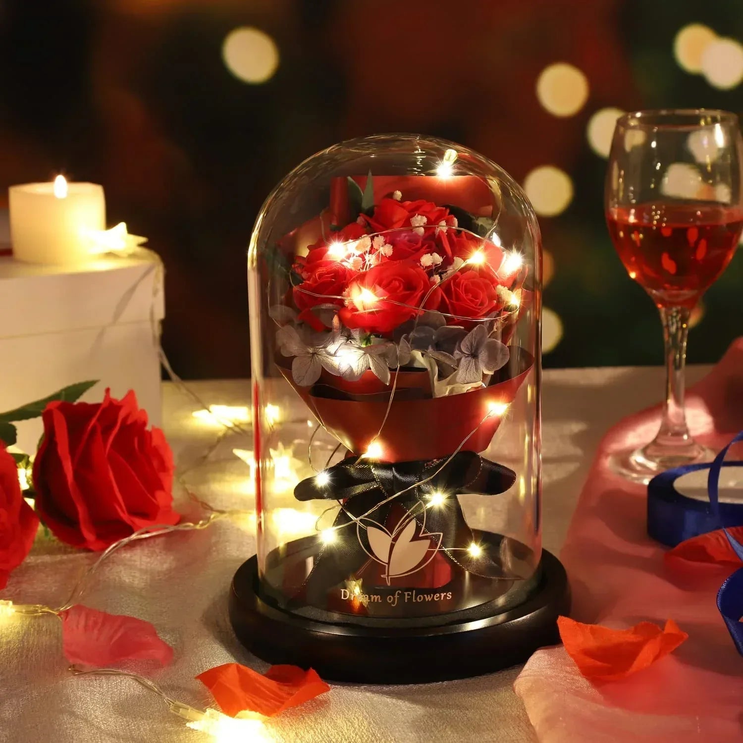 Valentines Day Gifts for Her,Valentines Flower Gifts for Women,Rose in Glass Dome with 2 Light Modes,Light Up Rose Flowers,Valentines Anniversary Birthday Gifts for Women, Mom, Wife, Girlfriend - Unique Gift Market