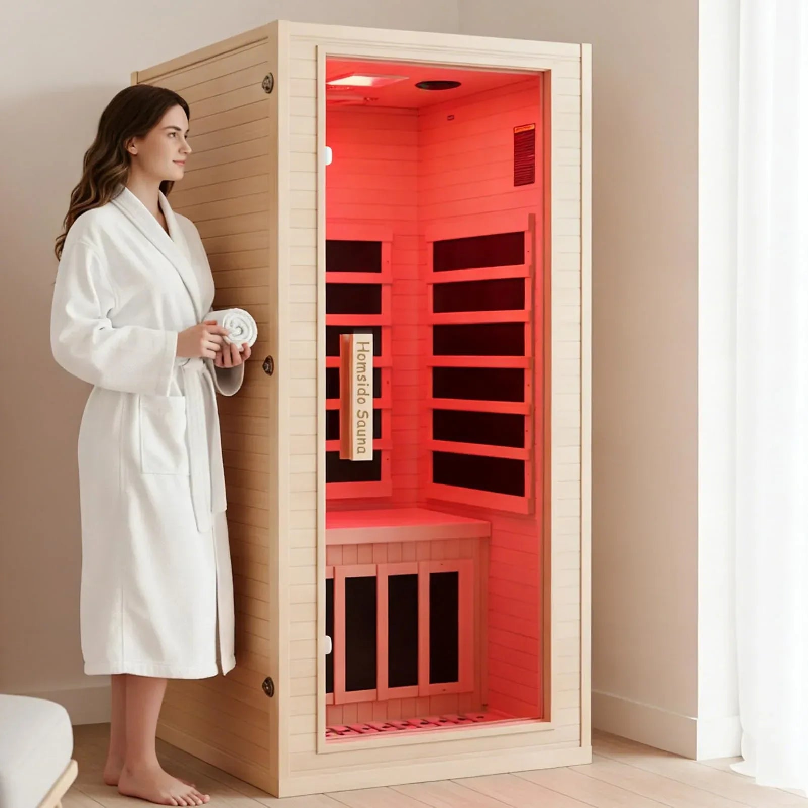 Far Infrared Sauna for 1 Person - 1050W Fast Heating, Canadian Hemlock Wood Home Sauna with Bluetooth Speaker, Chromotherapy & Oxygen Ionizer Easy Assembly Indoor Sauna for Relaxation, Detox, Home Gym - Unique Gift Market