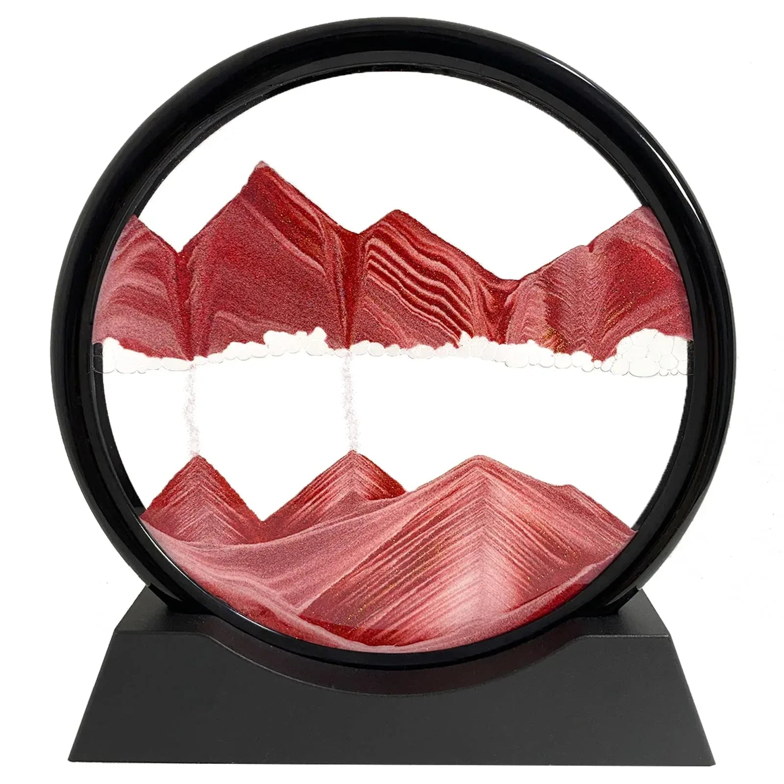 Moving Sand Art Picture - Sand Art Liquid Motion 3D Deep Sea Sandscape, Round Glass Frame Display Flowing Sand Relaxing Toy for Desktop Home Office Work Ocean Decor(Black, 7") - Unique Gift Market