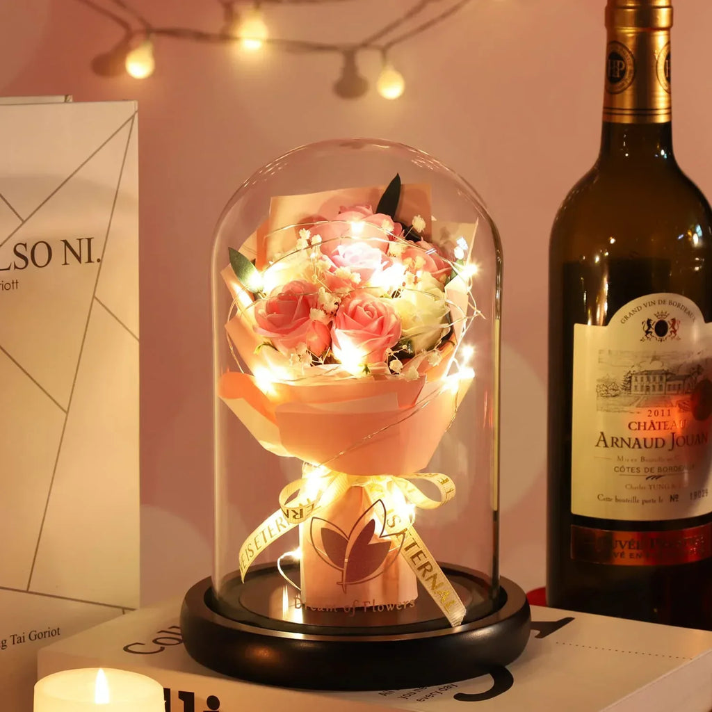 Valentines Day Gifts for Her,Valentines Flower Gifts for Women,Rose in Glass Dome with 2 Light Modes,Light Up Rose Flowers,Valentines Anniversary Birthday Gifts for Women, Mom, Wife, Girlfriend - Unique Gift Market