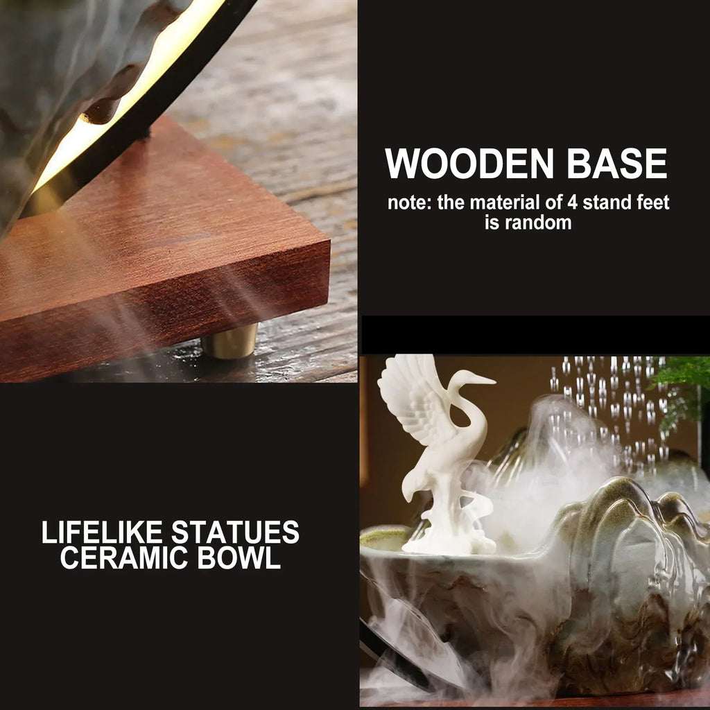 Buddha Tabletop Fountain Indoor Waterfall Fountain Office Tabletop Water Fountain with Lights Backflow Incense Burner Ceramic Indoor Zen Decor for Home Office Yoga Meditation (Buddha) - Unique Gift Market