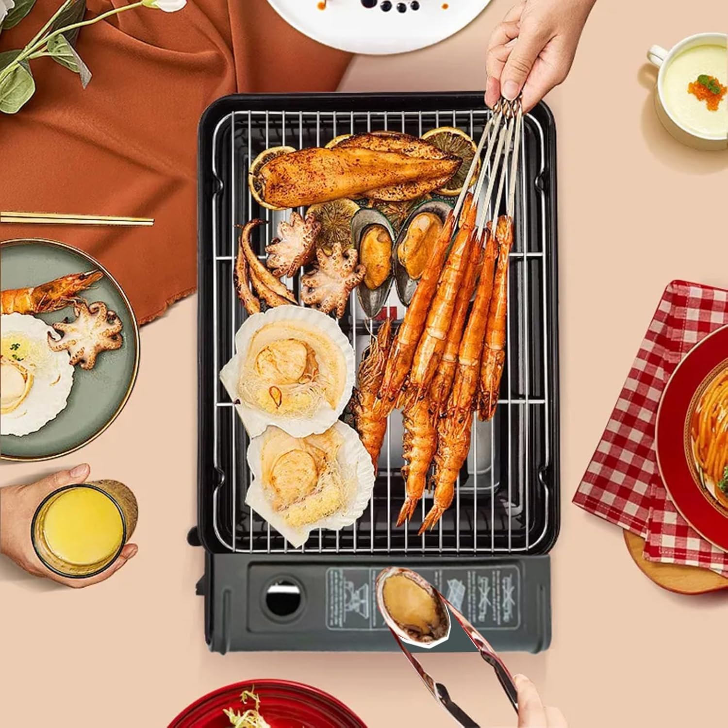 Portable Butane Stove - Compact Gas Grill Stove with Detachable Grate + Durable Carry Case | Dual Fuel Tabletop BBQ for Camping, Korean BBQ, Tailgating | Fast Stainless Steel Outdoor Cooker