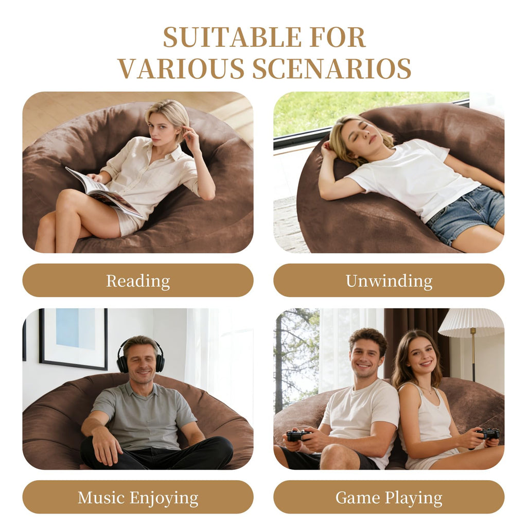 Big Beanbag Chairs for Adults ，6FT Bean Bag Chair with Filler Memory Foam Chair Super Soft Plush, Living Room Furniture, Suitable for bedrooms, Comfy Lounge Reading Chairs Birthday Gifts for Women Mom