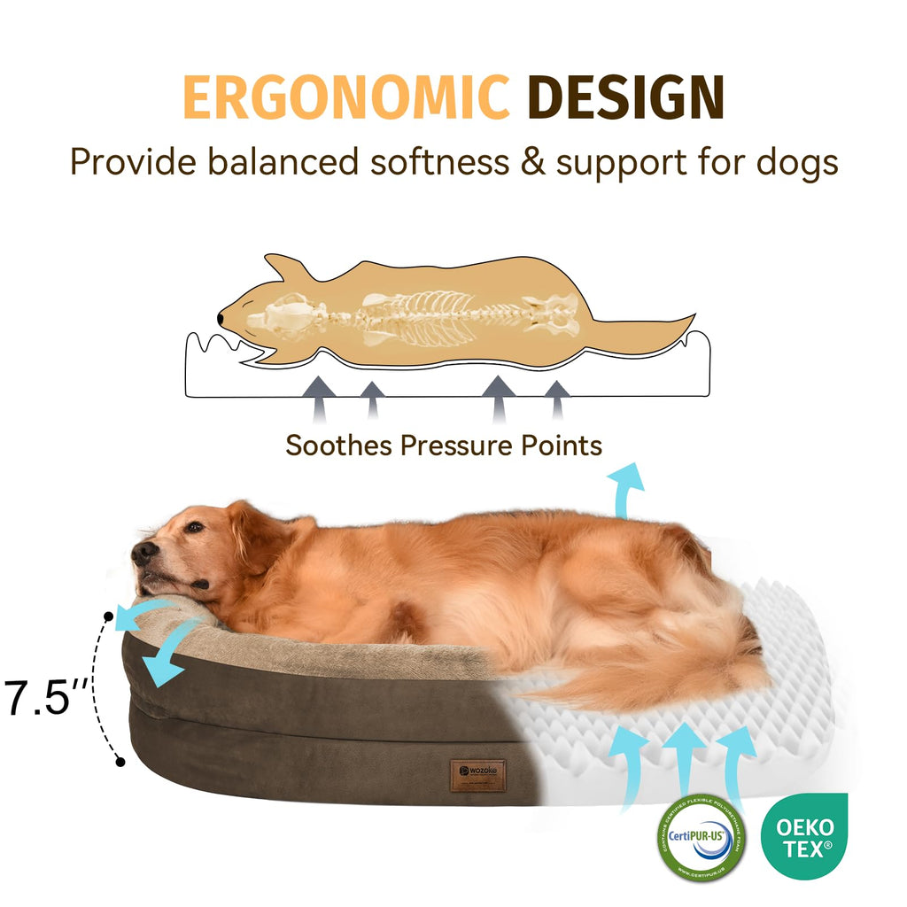 Giant Human Dog Bed for Adults and Pets, 74"x50"x12" Durable Memory Foam for Full-Body Comfort, Waterproof & Machine Washable Cover, Family Shared Lounger for Any Room, Grey