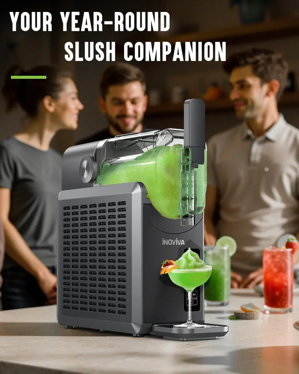 Slushie Machine for Home, No Ice Needed, 68oz Professional Drink & Slushy Machine with FlashChill Technology, Quiet Operation, LED Display, Frozen Margaritas, Frappés, Milkshake, and More - Unique Gift Market