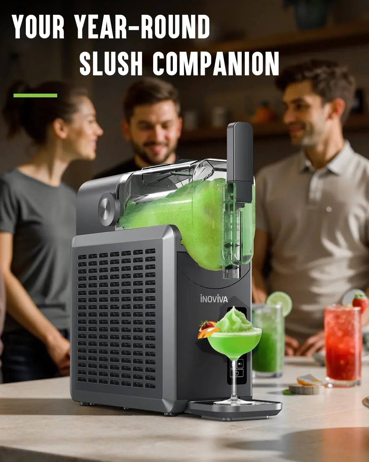 Slushie Machine for Home, No Ice Needed, 68oz Professional Drink & Slushy Machine with FlashChill Technology, Quiet Operation, LED Display, Frozen Margaritas, Frappés, Milkshake, and More - Unique Gift Market