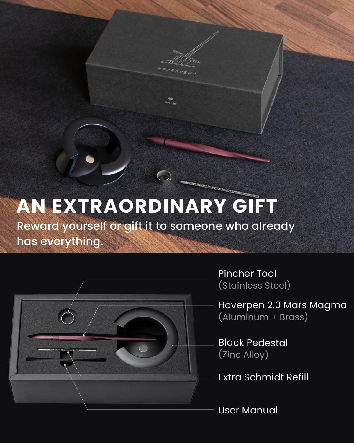 novium Hoverpen Interstellar, Mars Magma, Ballpoint Pen, Unisex, 23.5 Degree Angle, Schmidt Ballpoint Cartridges, Smooth Writing, No Spills, No Spotting, No Explosions - Unique Gift Market