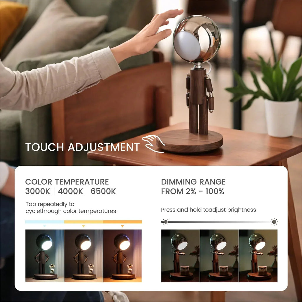 Cordless Table Lamp, Rechargeable Wooden Table Lamp with Touch Control & Adjustable Brightness, Cordless Decorative Bedside Lamp for Bedroom, Home Decor & Unique Gifts, Black Walnut - Unique Gift Market