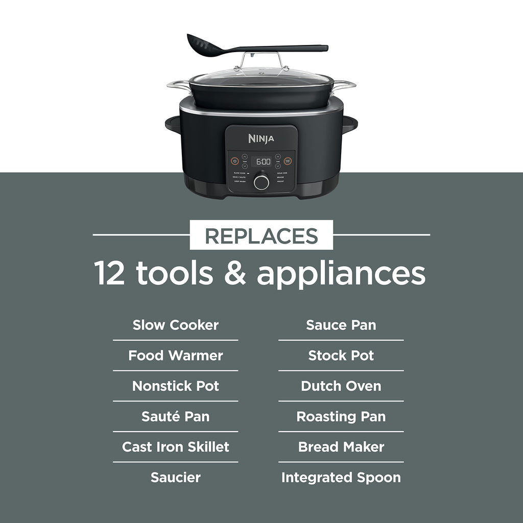 Ninja® 12-in-1 PossibleCooker™ PLUS | 8.5-qt - Sous Vide & Proof Multi-Cooker | Slow Cooker, Dutch Oven & More | Glass Lid & Integrated Spoon | Nonstick | Oven Safe Pot to 500°F | Black | MC1010