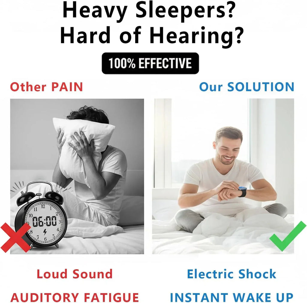 Electric Shock Alarm Clock for Heavy Sleepers Adults or Hard of Hearing - NO Vibrating Loud Alarm Clocks for Bedrooms Travel - ZAP Silent Digital Alarm Clock Wristband - Unique Gift Market