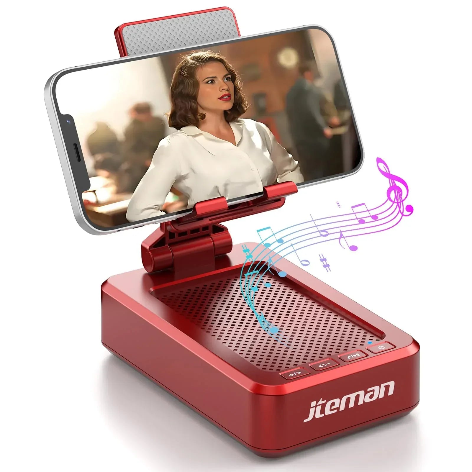 Cell Phone Stand with Wireless Bluetooth Speaker and Anti-Slip Base HD Surround Sound Perfect for Home and Outdoors with Bluetooth Speaker for Desk Compatible with iPhone/ipad/Samsung Galaxy - Unique Gift Market