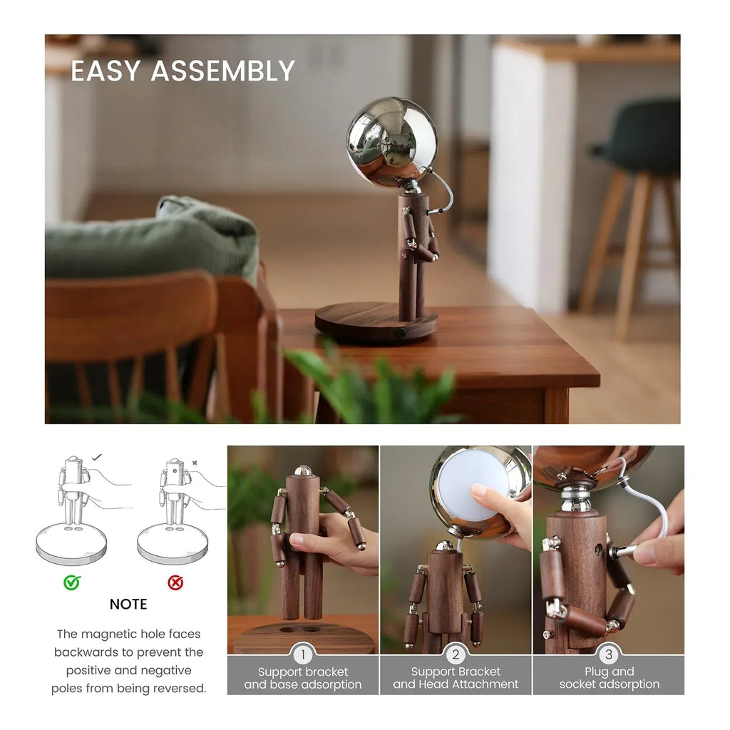 Cordless Table Lamp, Rechargeable Wooden Table Lamp with Touch Control & Adjustable Brightness, Cordless Decorative Bedside Lamp for Bedroom, Home Decor & Unique Gifts, Black Walnut - Unique Gift Market