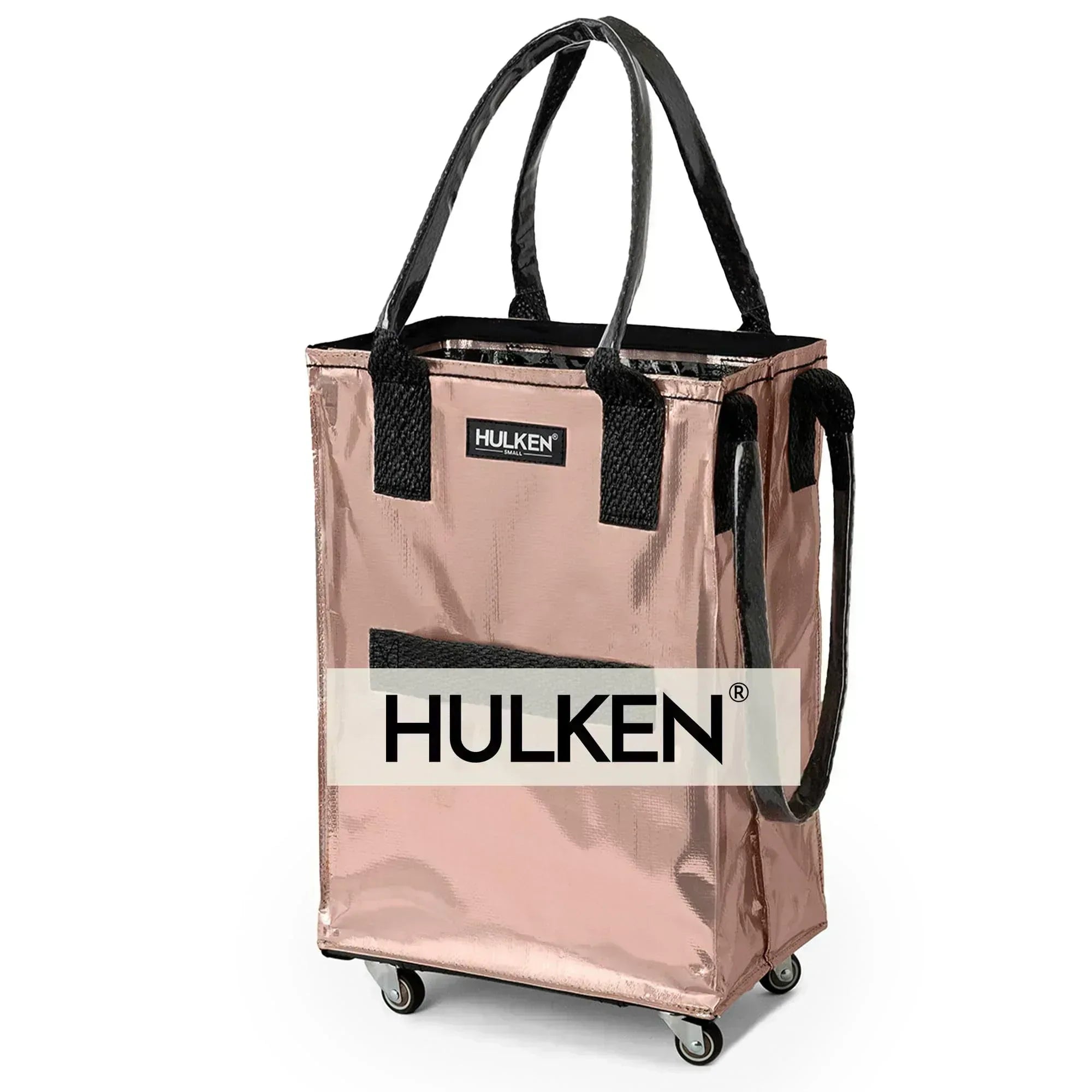 (Medium, Rose Gold) Reusable Grocery Bag On Wheels, Shopping Trolley, Rolling Tote, Zipper Closure, Lightweight, Carries Up to 66 lb, Folds Flat, Unbreakable Handles - Unique Gift Market