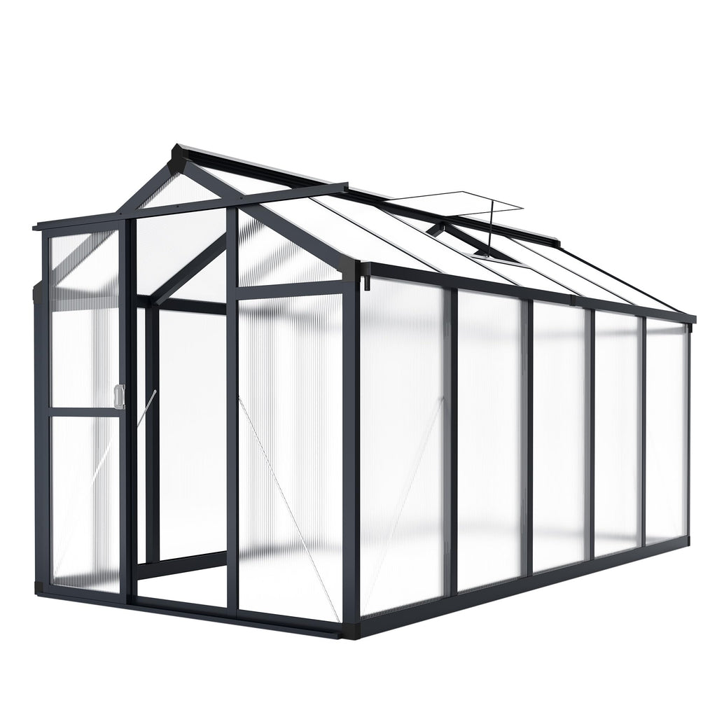 6×8FT Greenhouses for Outdoors, Aluminum Polycarbonate Greenhouses with Roof Vent - Heavy-Duty Walk-in Green Houses for All-Season Backyard Gardening
