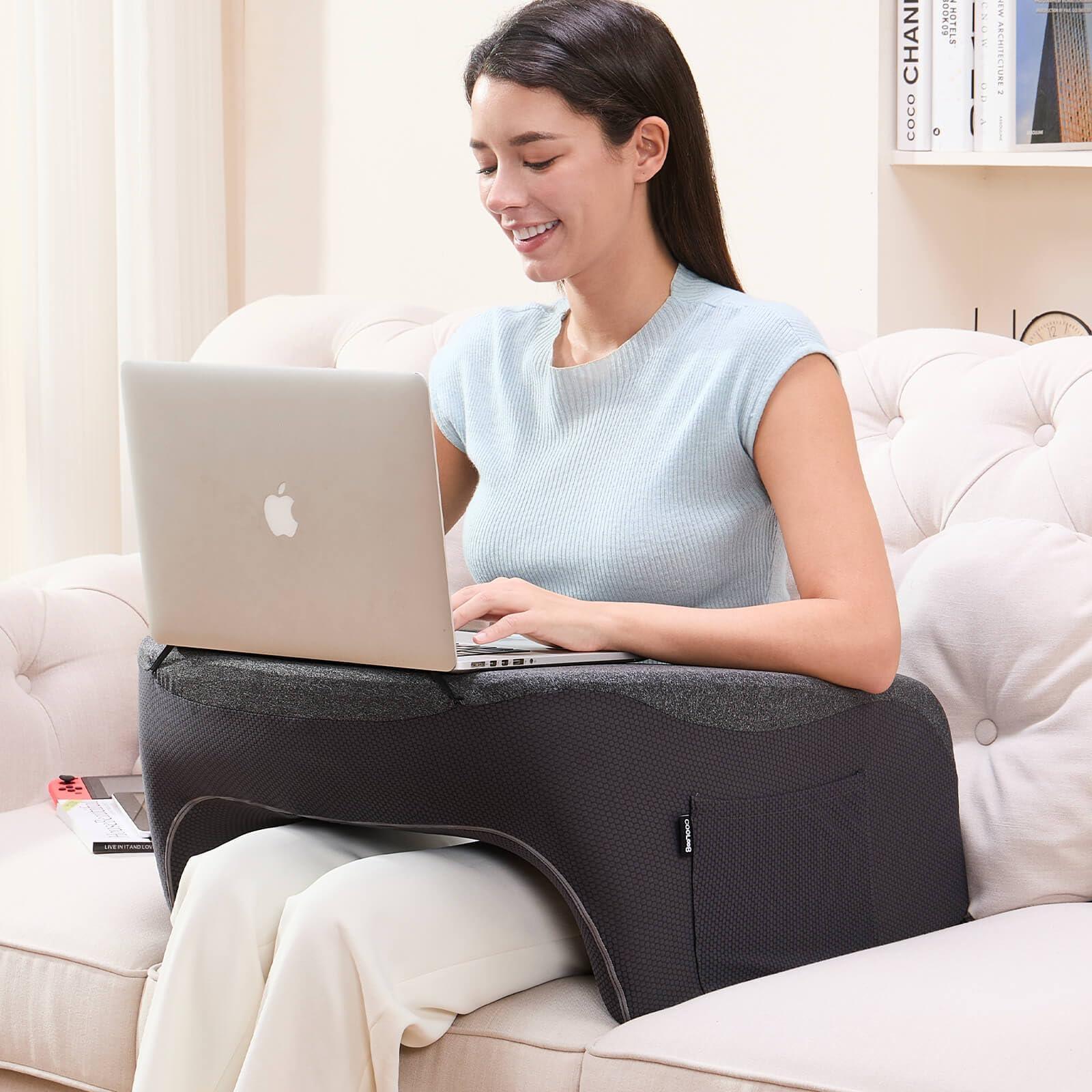 Reading Pillow for Gaming, Extra Large Laptop Pillow for Adult, Memory Foam Lap Desk Gaming Pillow for Reading, Working, Playing Steam Deck Switch or Sitting in Bed Floor Sofa(Grey) - Unique Gift Market