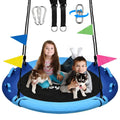 43 Inch Tree Swing, 900lbs Weight Capacity Saucer Swing Sets for Kids & Adults, with 360 Degree Swivel and Adjustable Hanging Strap, Green and Blue - Unique Gift Market