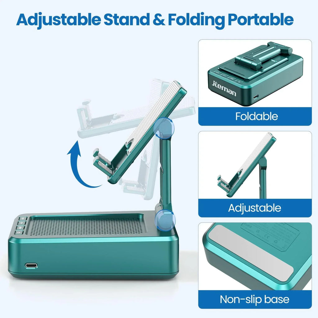 Cell Phone Stand with Wireless Bluetooth Speaker and Anti-Slip Base HD Surround Sound Perfect for Home and Outdoors with Bluetooth Speaker for Desk Compatible with iPhone/ipad/Samsung Galaxy - Unique Gift Market