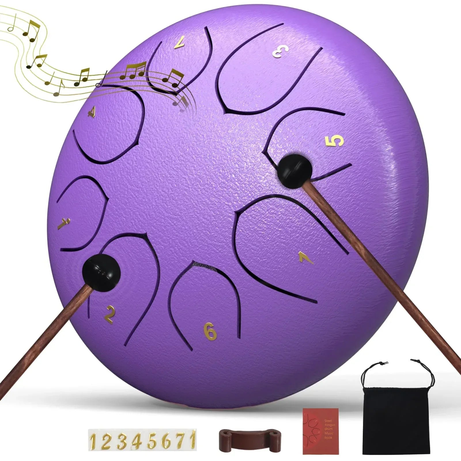 Rain Drum for Outside Garden, 6 Inches 8 Notes Steel Tongue Chakra Drums, Waterproof Meditation Rain Chime, Musical Instruments for Adult Gift with Bag, Music Book, Drum Mallets (Green) - Unique Gift Market
