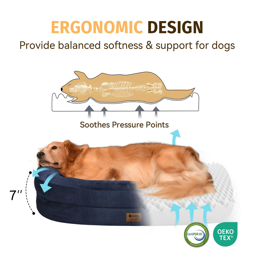 Giant Human Dog Bed for Adults and Pets, 74"x50"x12" Durable Memory Foam for Full-Body Comfort, Waterproof & Machine Washable Cover, Family Shared Lounger for Any Room, Grey