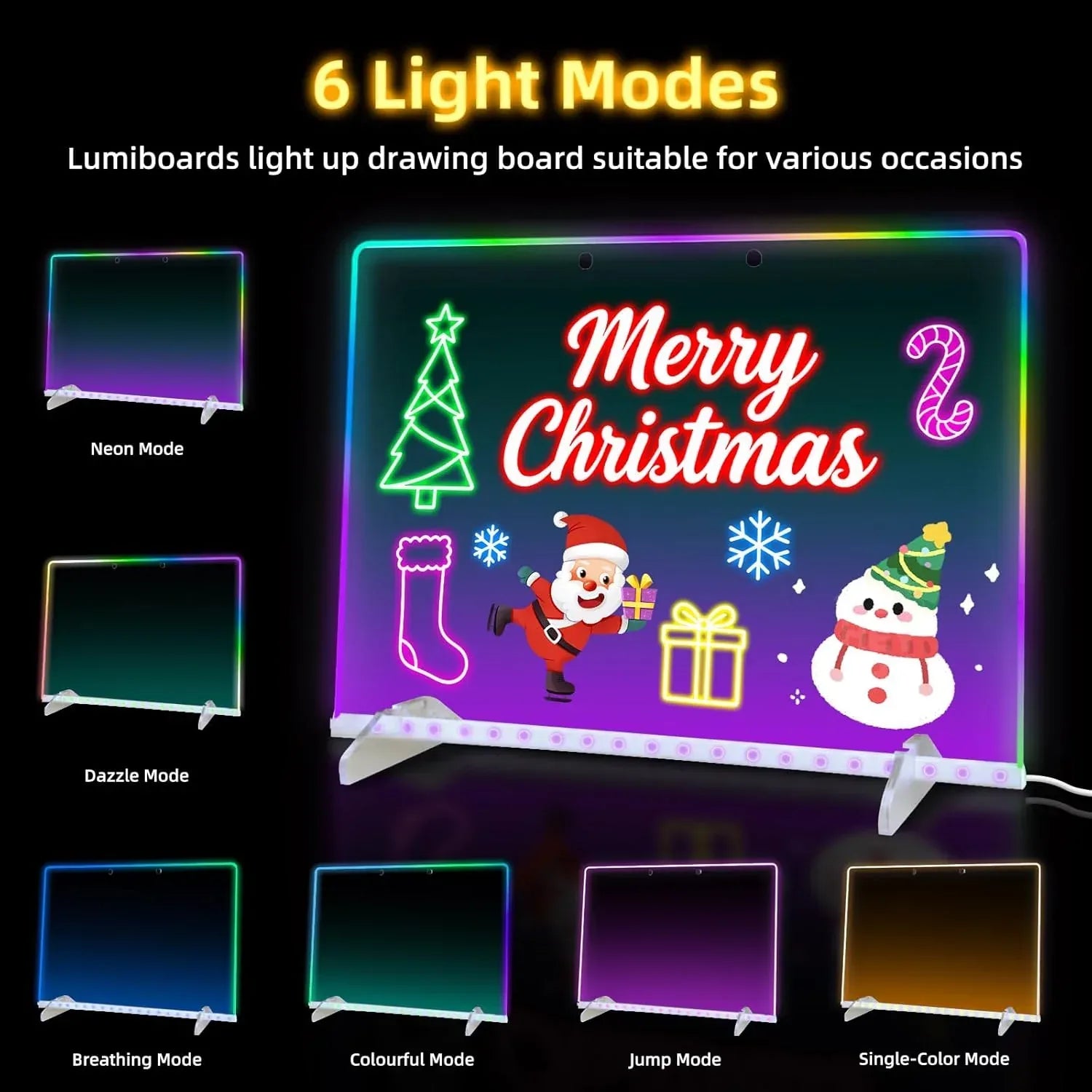 LED Note Board with 7 Colors, Includes Adapter, 13"x10" Led Drawing Board for Kids, Light Up Dry Erase Boards with 7 Markers, Soft Cloth, Hanging Chain, Holiday Trend Gift - Unique Gift Market