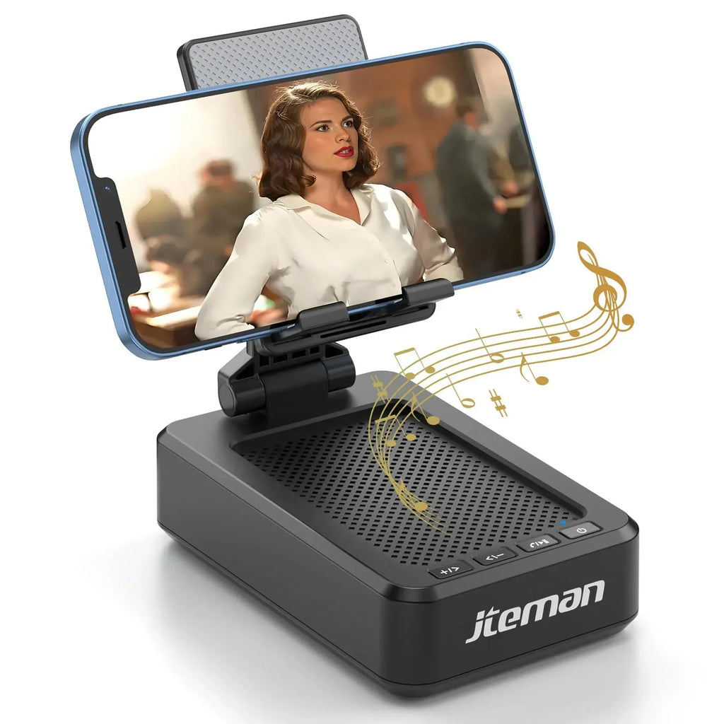 Cell Phone Stand with Wireless Bluetooth Speaker and Anti-Slip Base HD Surround Sound Perfect for Home and Outdoors with Bluetooth Speaker for Desk Compatible with iPhone/ipad/Samsung Galaxy - Unique Gift Market