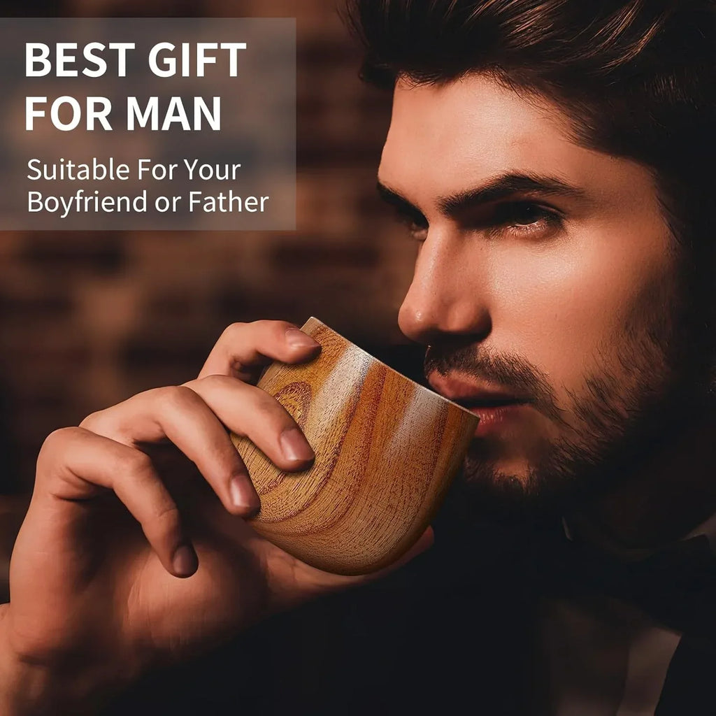 Wooden Whiskey Glass Gifts For Men - Charred Wood Bourbon Whiskey Glasses, Perfect for Men Who Have Everything, Gift for Dad or Boyfriend on Father's Day, Birthday, Christmas, Thanksgiving (2 Pack) - Unique Gift Market