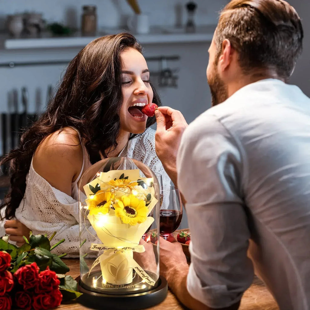 Valentines Day Gifts for Her,Valentines Flower Gifts for Women,Rose in Glass Dome with 2 Light Modes,Light Up Rose Flowers,Valentines Anniversary Birthday Gifts for Women, Mom, Wife, Girlfriend - Unique Gift Market