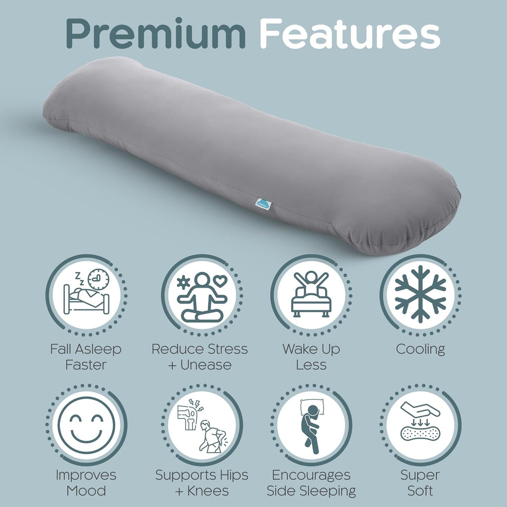 Weighted Body Pillow 8lbs - Weighted Pillow for Deeper Sleep (48" x 14") - Cooling Body Pillows for Adults, Full Body Pillow for Sleeping, Side Sleeper Body Pillows with Cover (X-Large)