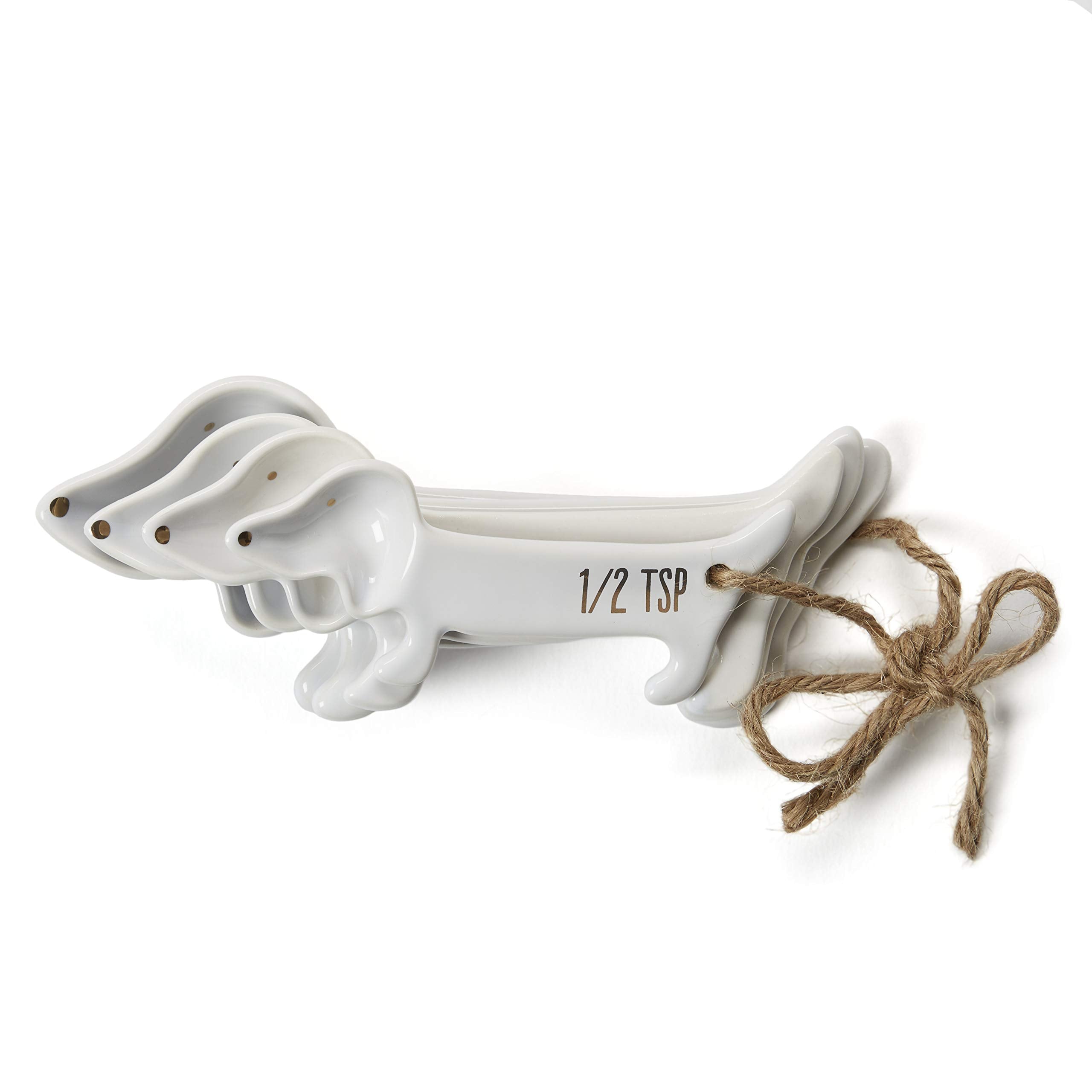 White Cat Measuring Cups & Spoons Gift Set – Ceramic Kitchen Tools for Cat Lovers & Bakers – 4 Measuring Cups and 4 Measuring Spoons – Unique Gift for Kitchen, Baking, and Cat Lovers
