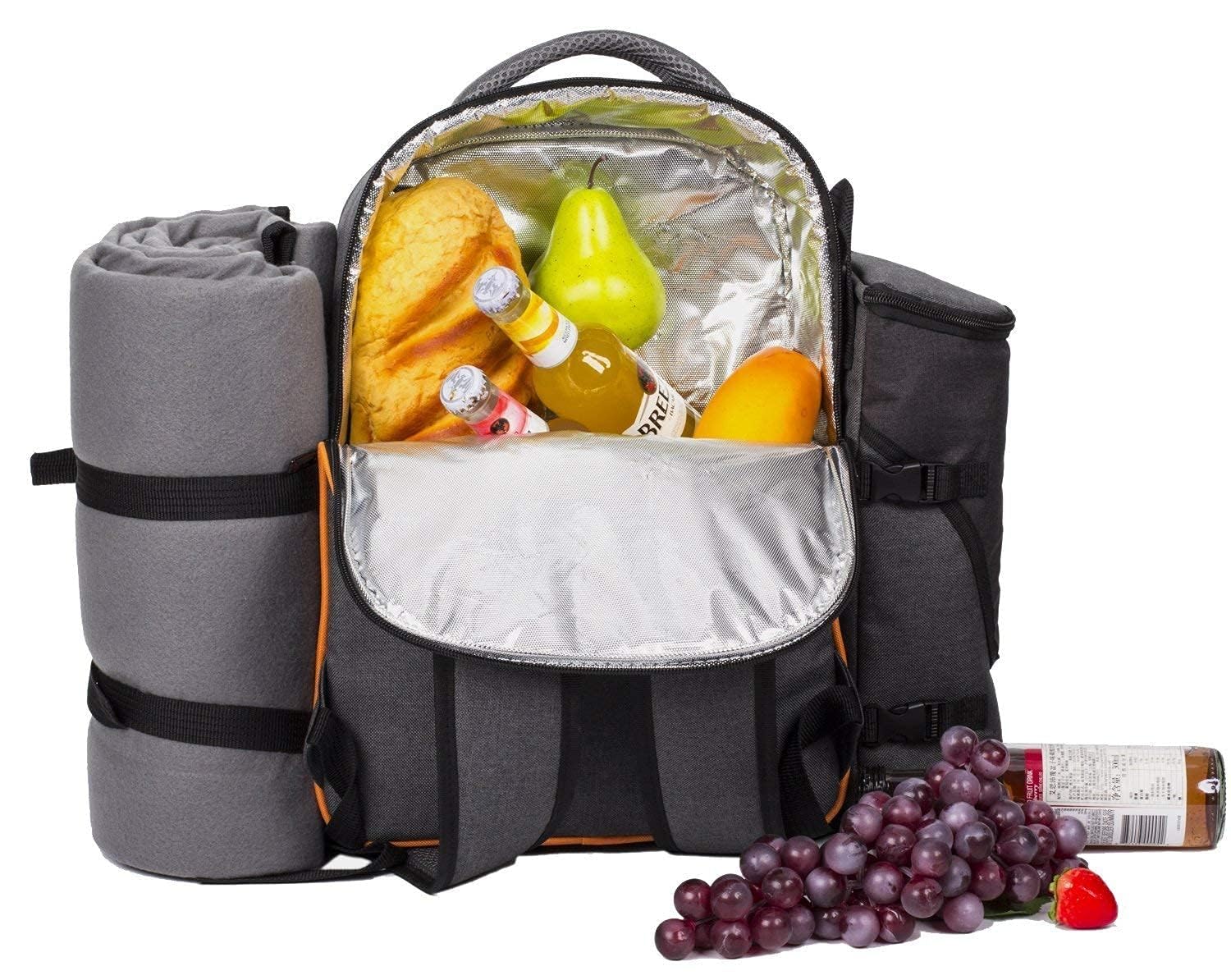 Hap Tim Picnic Basket Backpack for 2 Person with 2 Insulated Cooler Compartment, Wine Holder, Fleece Blanket, Cutlery Set, Wedding Gifts for Couples, Bridal Shower Gifts, Engagement Gifts