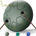 Rain Drum for Outside Garden, 6 Inches 8 Notes Steel Tongue Chakra Drums, Waterproof Meditation Rain Chime, Musical Instruments for Adult Gift with Bag, Music Book, Drum Mallets (Green) - Unique Gift Market